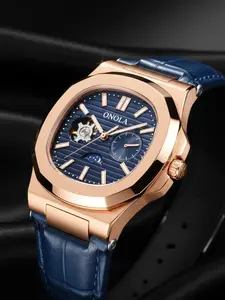 ONOLA Brand Men's Business Mechanical Watch, Open Heart Tourbillon Design, Automatic Winding, 3atm Waterproof, High-Quality, Perfect Christmas Gift