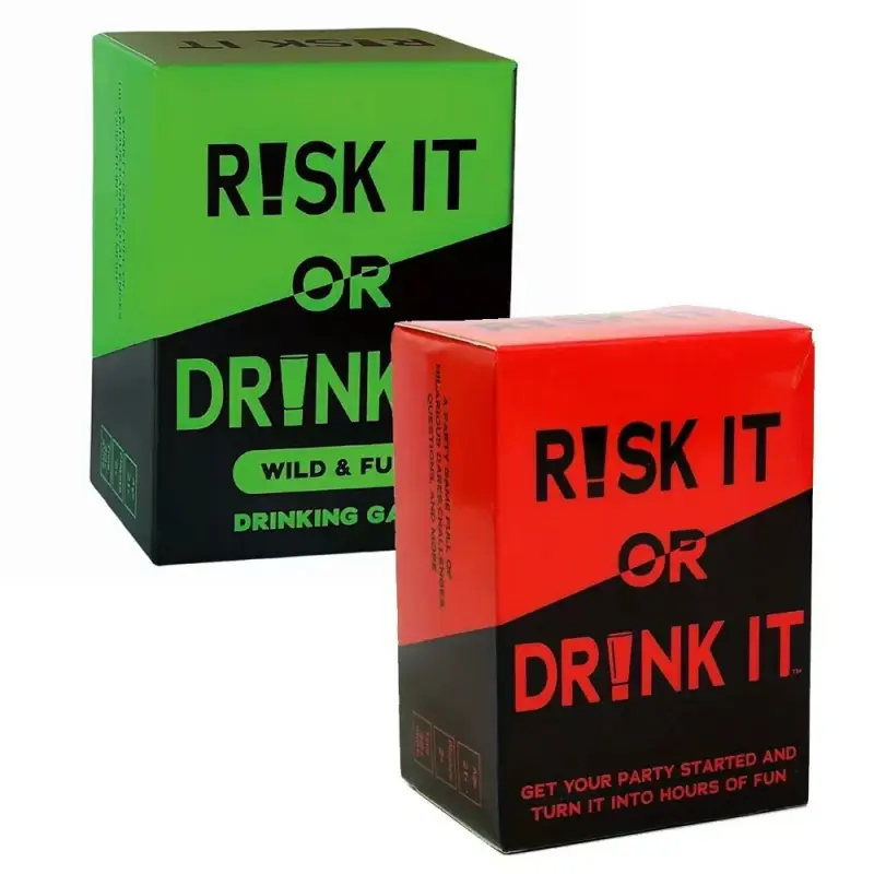 18+ Risk Or Drink Hilarious Drinking Card Game - Adult Pregame Night Activity with Dares, Exciting Questions, Tabletop Games Element