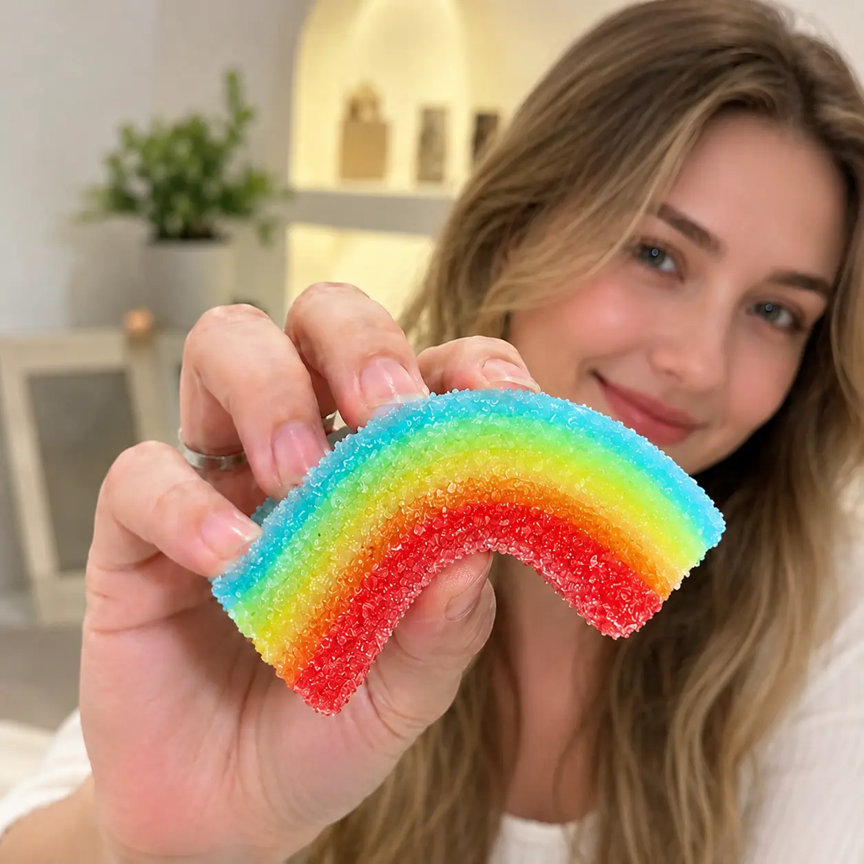 Rainbow Candy Shaped Squishy Fidget Toy, Moldable Slow Rising Squeeze Toy, Soft Sensory Stress Relief Desk Toy, Fun Party Favor Gift for Adults and Teens