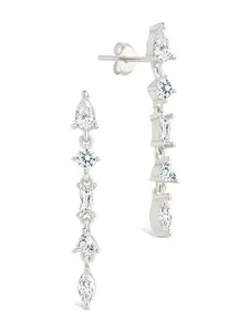 Sterling Silver Jacinda CZ Dangle Earrings Sterling Silver Jacinda CZ Dangle Earrings