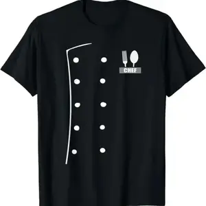Humorous Chef Costume Coat and Uniform Cook Jacket for Cooking Cotton T-Shirt Men's Clothing