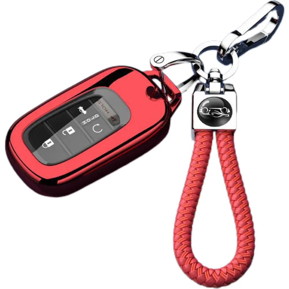 for Honda Key fob Cover with Keychain,Car Key Case Protector Compatible with 2022 2023 2024 2025 Honda Accord Civic HR-V CR-V Pilot Smart Remote Key, Universal