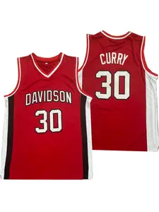 Men's Davidson #30 Basketball Jersey, Loose Sporty Sleeveless V Neck Basketball Top, Casual Breathable Basketball Vest for Summer