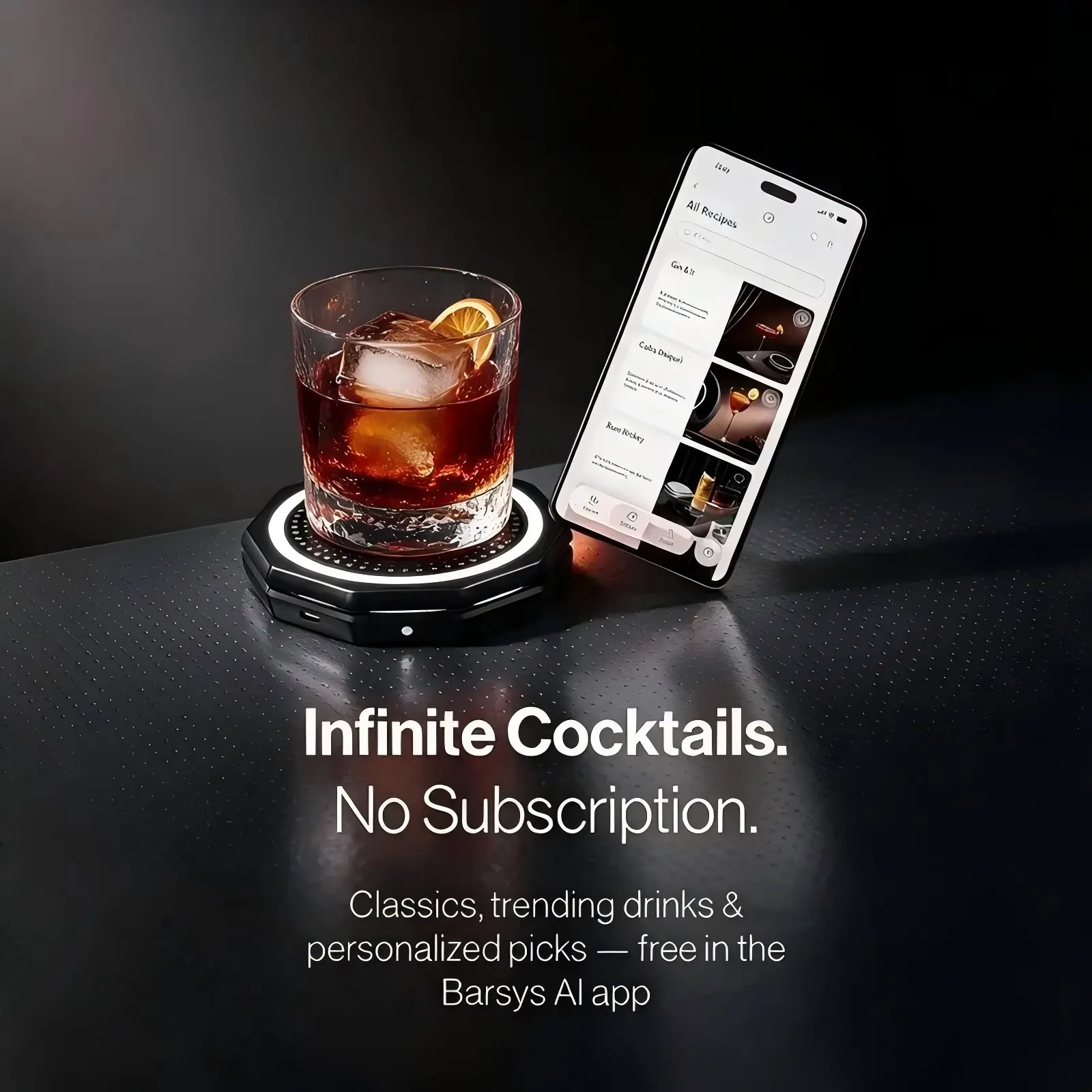 Smart Coaster 2.0 Cocktail Machine -Automated Cocktail Maker for Home Bars withInteractive Lighting, No Guesswork & EffortlessDrink Making.