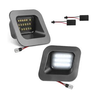 LED License Plate Light Assembly for 2003-2018 Dodge RAM 1500 2500 3500 Pickup 2019-2022 RAM Classic 2Pcs 6000K Diamond White Full SMD LED Tag Lamp Smoked Lens IP68 Waterproof Plug And Play