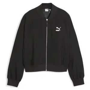 PUMA Womens Classics Shiny Bomber Jacket Athletic Outerwear Casual - Black