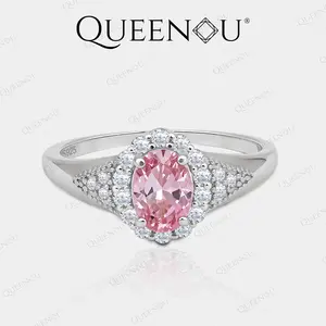 【943】Promotional Event QUEENOU Elegant and Sparkling Cherry Blossom Pink 1CT Cubic Zirconia Ring