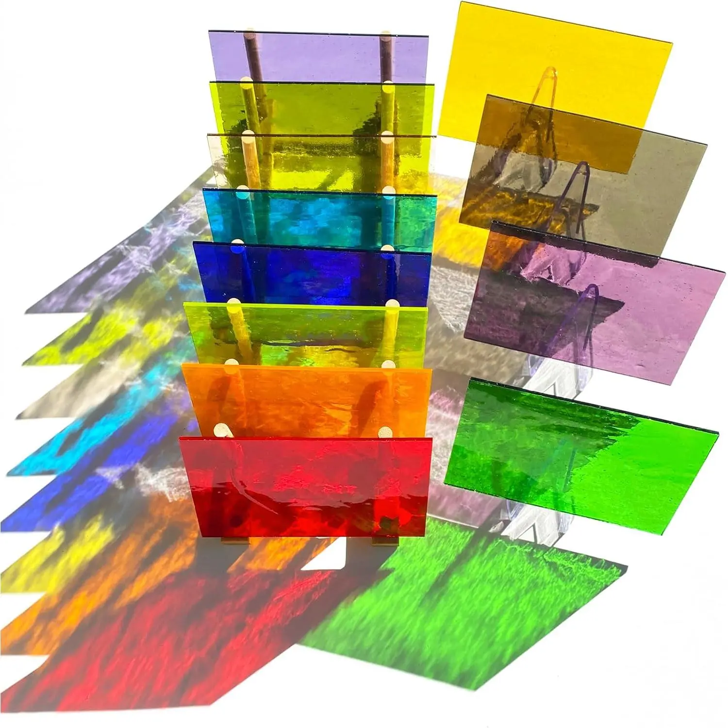 12 Sheets Rainbow Transparent 96 COE Fusing Glass Sheets,4 x 6 inch Assorted Colors Fused Stained Glass Supplies