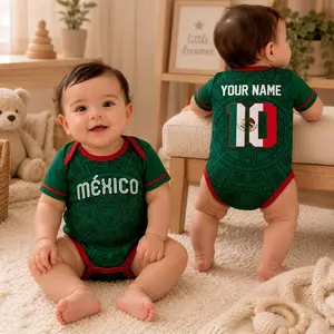 Custom Mexico 2026 World Soccer Baby Suit, Mexico Inspired Infant Jersey, Sports Fan Gift, Baby Shower Gift T3X