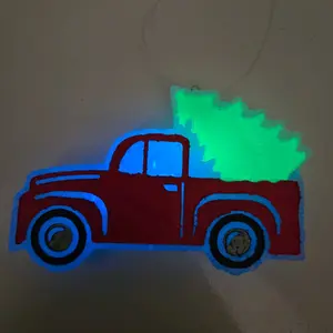 Red/Green Glow in the Dark Christmas Tree Truck Car Freshie (Winter's Kiss Scent)