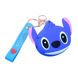 Disney Stitch Coin Purse Keychain Blue Silicone with Charm for Good Luck & Convenient Small Item Carrying Disney Fans Accessory