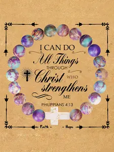 Christian Beaded Bracelet, Fashionable Cross Charm Bracelet for Women & Girls, Trendy All-match & Exquisite Jewelry for Birthday Gift, Beads Bracelet