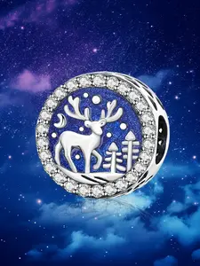 Copper Charm Beads for Her and Him Mother Lover Christmas Themes CZ Enamel Celestial Spacers for Daily Jewelry and Gifting