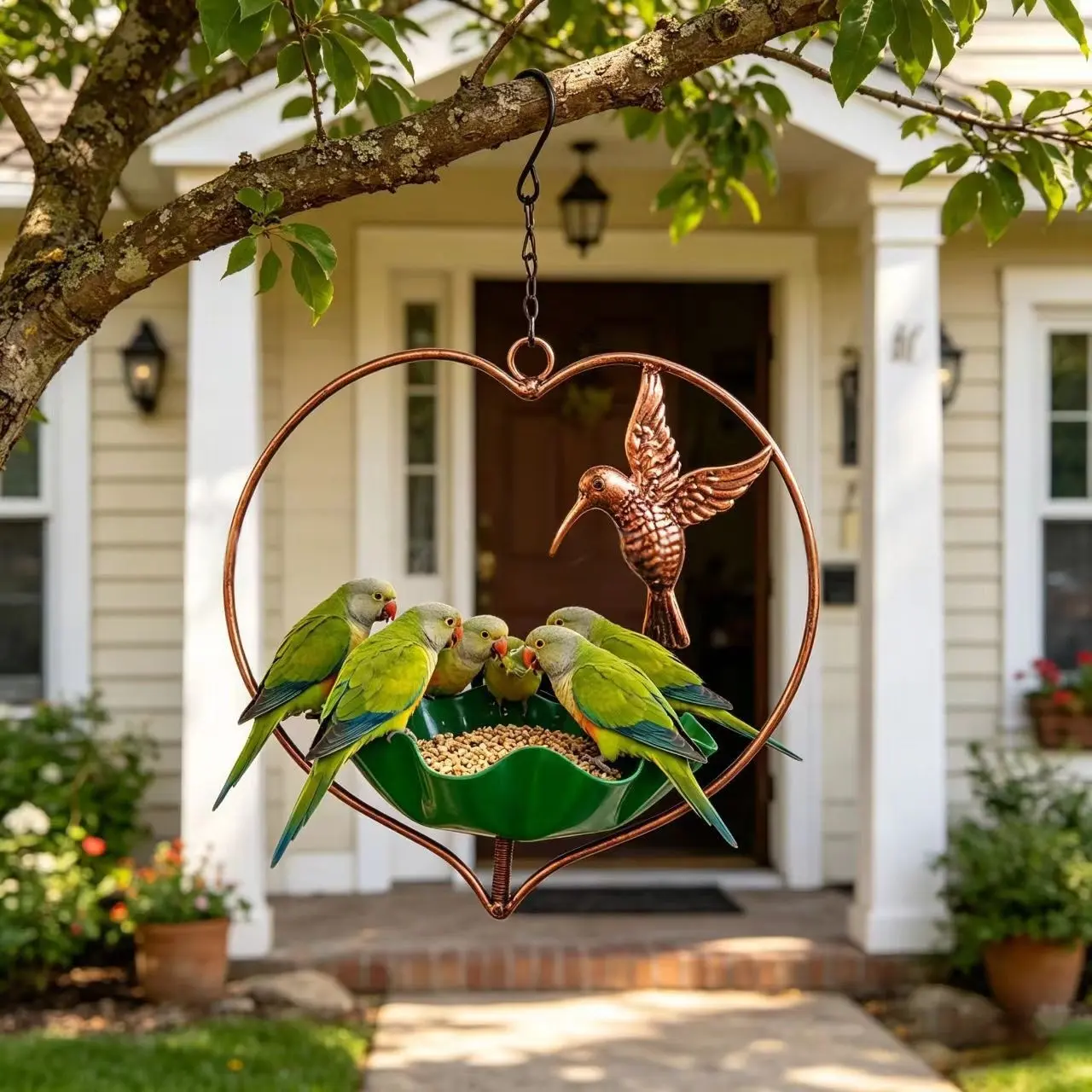 Small Hanging Bird Feeder, Heart Flower Design, Outdoor Use, Wildlife Attraction, Decorative Accessory, Pet Supplies