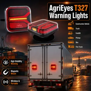 AgriEyes T327 Wireless Magnetic Trailer Lights Kit (upgrade version of T28- warning lights + signal lights all-in-one), 22 LEDs, 5 Signal Modes, IP67 Waterproof, USB-C Rechargeable, Long Runtime, 1-Year Warranty fathersdaygift