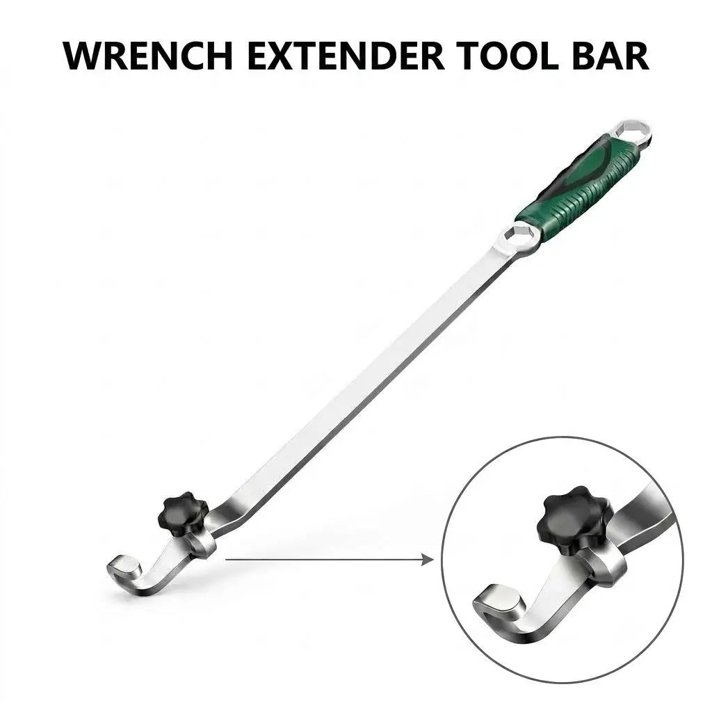 Wrench Extender Tool Bar with Locking Nut, Heavy Duty Universal Torque Amplifier for Maximum Leverage, Secure Extension Spanner Adapter for Automotive & Mechanic Repair
