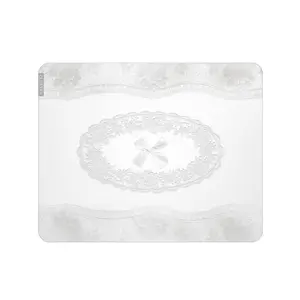 Clustrs White Lacey Glass Mouse Pad – Elegant Lace Design, Ultra Smooth Glide