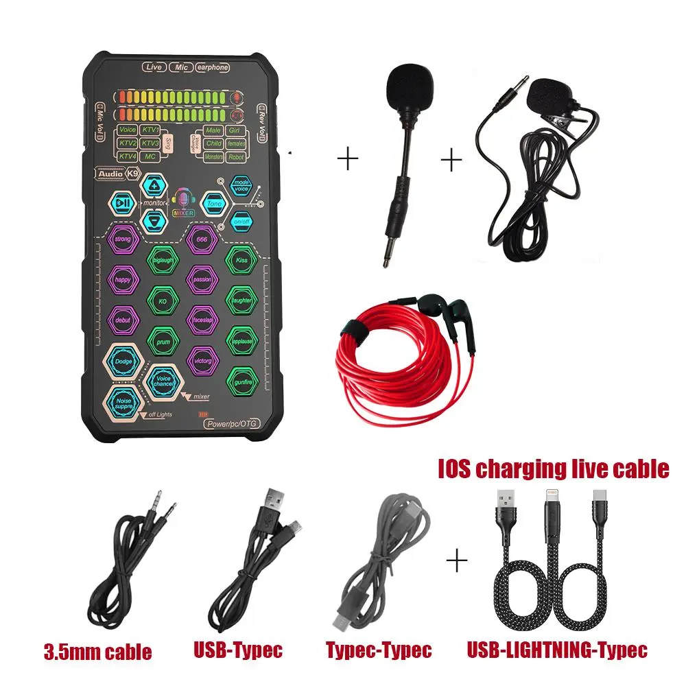 Hosabely SK9 handheld mini soundcard,voicechangerrecording set