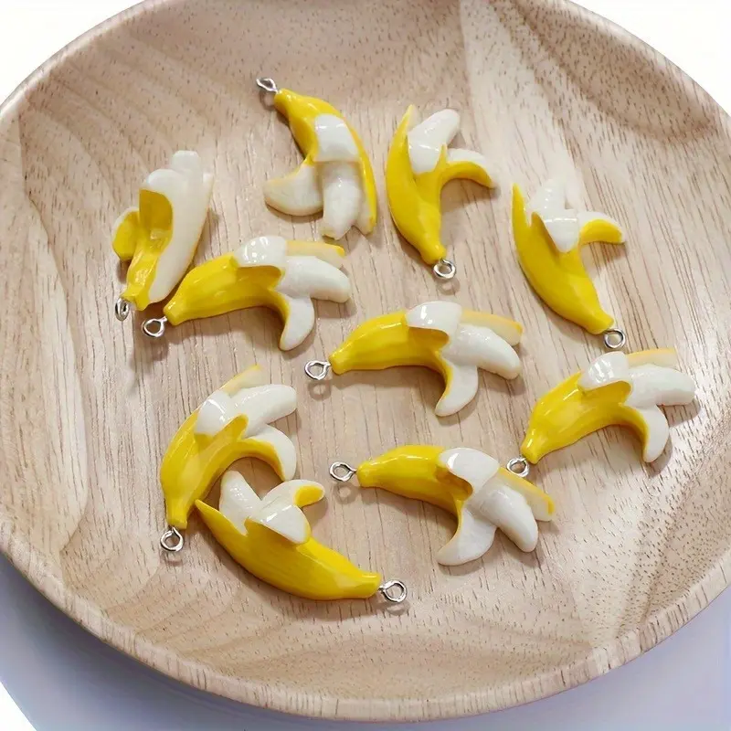 20pcs Vibrant Yellow Banana-Shaped Resin Pendants - Unique Personality Accessories for DIY Jewelry Making - Perfect for Daily Wear, Fashionable and Eye-Catching