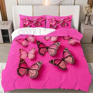 Butterfly Print Bedding Set, 1 Duvet Cover + 2 Pillowcases, High-Definition Printing, Home & Dormitory Bed Linen, No Padding