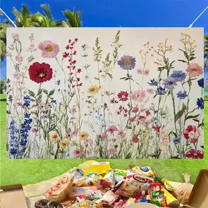 Multicolor Floral Photo Booth Backdrop Banner - 1pc Bright Flower Design, Sturdy Reusable Polyester Material, No Power Required, Ideal for Indoor/Outdoor Parties, Birthday Home & Festive Supplies, Outdoor Banners,summerwins