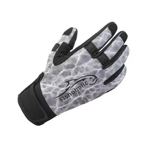 Fishoholic cwGLV-L  Cold-Weather Super-Sticky Fishing Gloves - 3 pull-back tips - tie lures & use phone