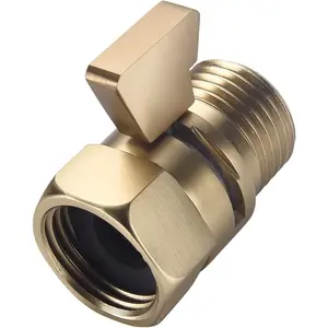Brushed Gold Shower Head Shut Off Valve, 1/2" NPT Flow Control Valve, Brass Water Pressure Regulator
