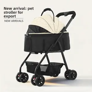 Pet Stroller for Cats and Dogs - 1-Click Folding, Cross-Border Pet Carrier Trailer
