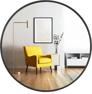 round Mirror, Black round Mirror 24 Inch, round Wall Mirror Metal Frame, round Bathroom Mirror, Circle Mirrors for Wall, Living Room, Bedroom, Vanity, Entryway, Hallway.