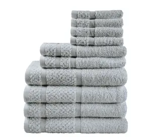 10 Piece Towel Set with Upgraded Softness & Durability Grey for Enhanced Comfort and Longevity