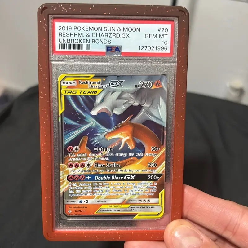 2019 Pokemon Sun & Moon Reshiram & Charizard GX GEM MT 10 Unbroken Bonds Tag Team Card for - TikTok Shop 2019 Pokemon Sun & Moon Reshiram & Charizard GX GEM MT 10 Unbroken Bonds Tag Team Card for - TikTok Shop