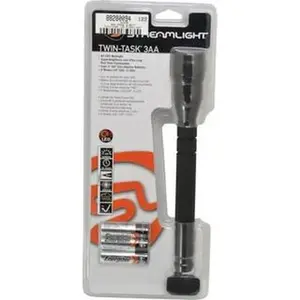 Streamlight White LED Bulb, 270 Lumens, Industrial/Tactical Flashlight Black Aluminum Body, 3 AA Batteries Included 51038