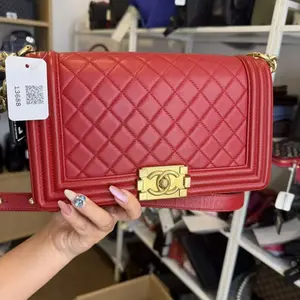 Pre-owned CHANEL LAMB Backpacks RED BOY BAGS
