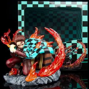 Demon Slayer Tanjiro Kamado Hinokami Kagura Figure Model Ornament, Collectible Anime Character Statue, Perfect Gift for Fans