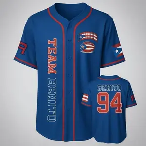 Team Benito 94 Puerto Rico Unisex Baseball Jersey – Casual Sportswear for Couples, 90s Vintage Style, for Sports & Outdoor Activities			