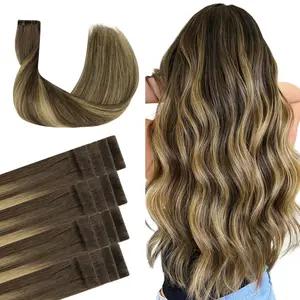 GOO GOO Invisi Edge Tape in Hair Extensions Straight Human Hair, 14inch-24inch 20pcs 50g, Seamless Injected Tape, Virgin Remy Hair, Natural Look