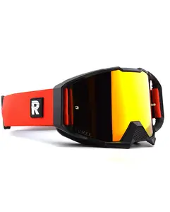 red and black motocross goggles