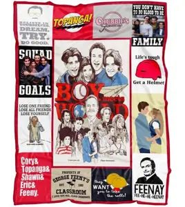 Boy Meets World Movie Retro Fleece Blanket, Cory Matthews, Shawn Hunter, Boy Meets World Film Retro Blanket Idea Gifts for Film Fans