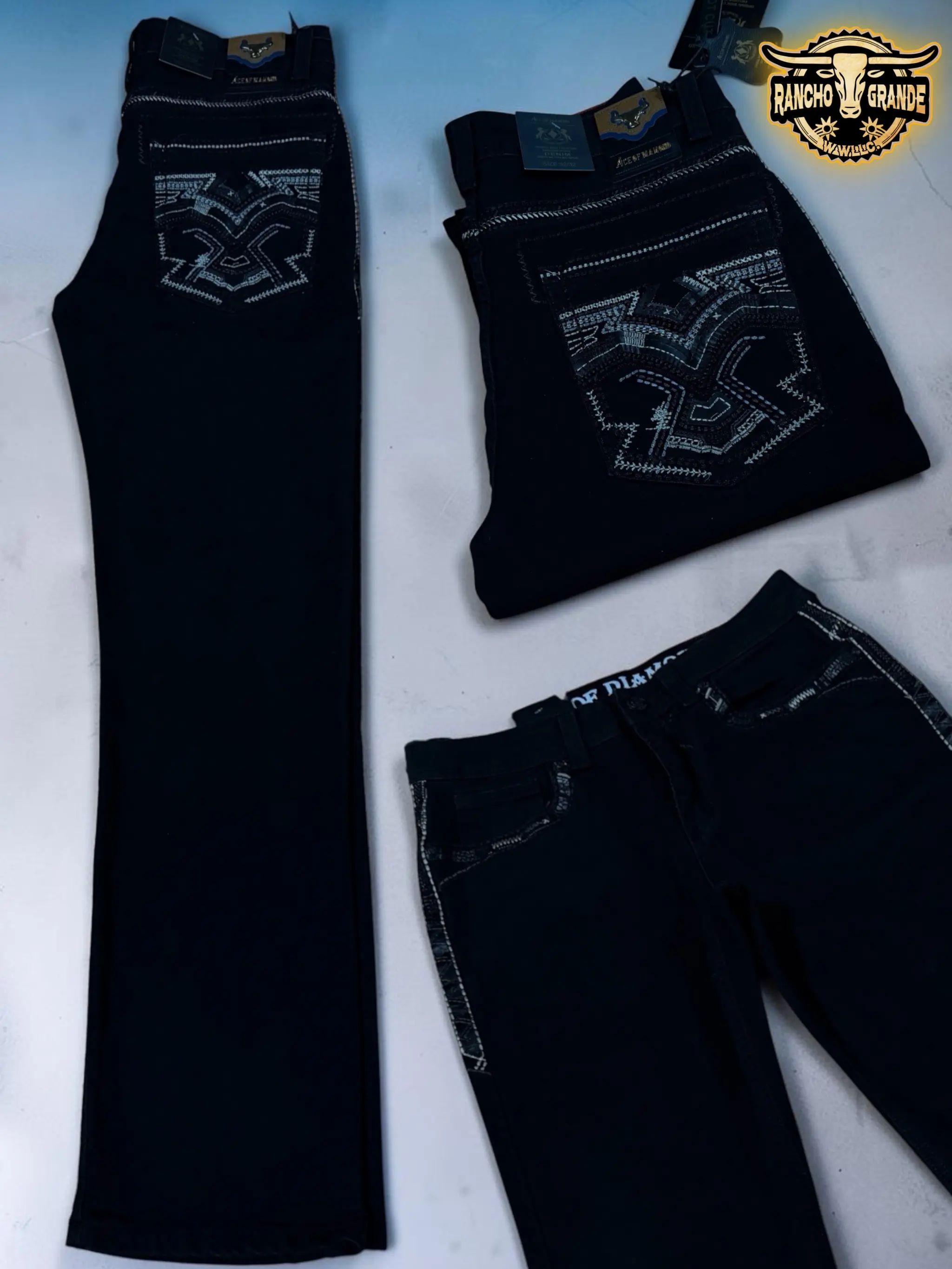 Ace- 1510  Men's Western Cowboy Jeans Straight Fit Boot Cut / Pantalon para Hombre corte para Bota