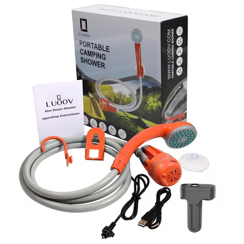 Portable Shower, Portable Camp Shower Pump with Rechargeable Battery, Portable Shower for Camping, Portable Outdoor Shower Head for Camping, Hiking, Traveling(+ Handheld Sprayer)