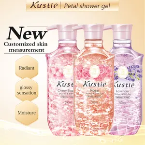 Kustie Real Flower Shower & Bath Gel Gentle and Clean Body Care Bodywash with pump Soap Cleanser Shower Gel
