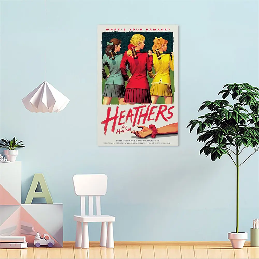 1pc Canvas Poster, ARMERI Heathers Poster The Musical 90s 80s Musical Movie Retro Poste HD Canvas Prints Wall Art Room Aesthetics rimless