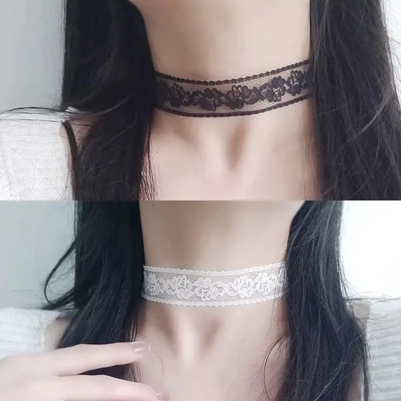 Sexy Black Lace Flower Necklace for Women Harajuku Gothic Short Choker Collar Choker Party Female Neck Accessories