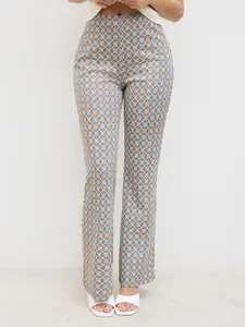 Cider High Rise Retro Geometric Flared Pants