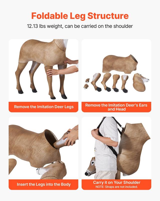 VEVOR Deer Decoy Outdoor Realistic Durable Doe Decoys for Hunting Foldable Legs 1-Pack