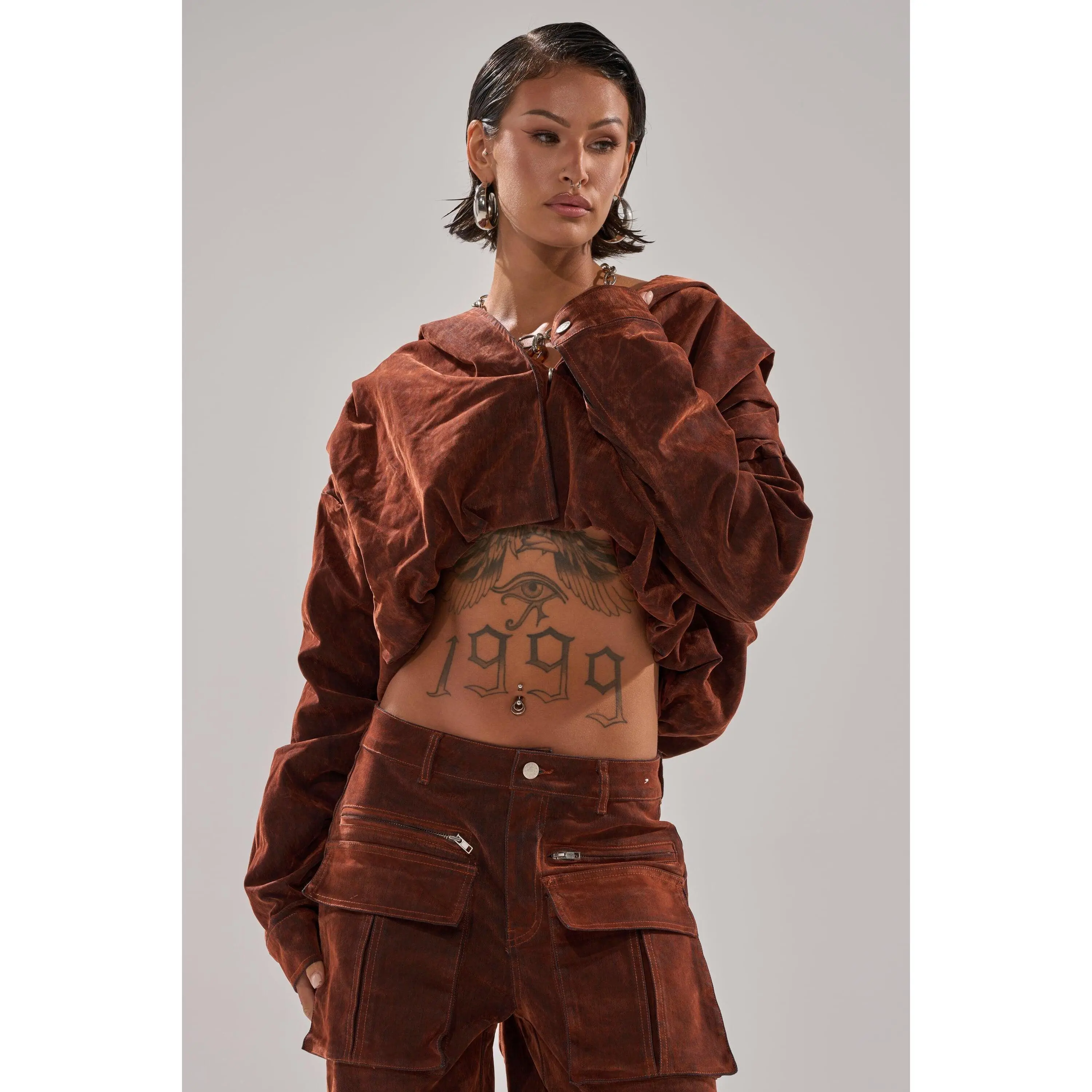 THINK ABOUT YOU ALL THE TIME VELVET DENIM LONG SLEEVE TOP