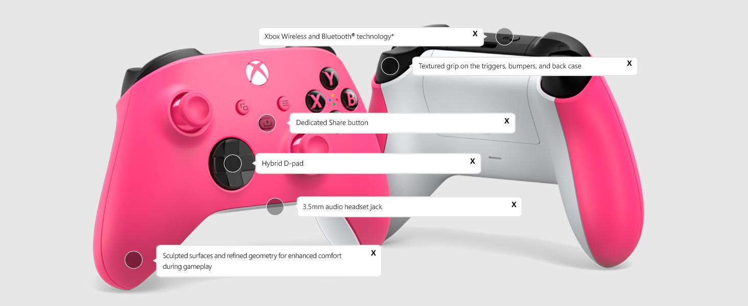 Xbox Wireless Controller - Deep Pink - Works with Xbox consoles • Windows PC • iOS & Android