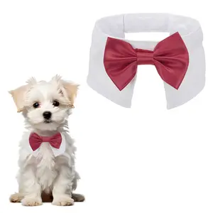 PETAXCELL Dog Bow Tie, Tuxedo BowTie with Adjustable Collar Cute Pet Collar Elegant BowTie with Hook and Loop (Cotton, L, Burgundy), for Pet Wedding Bandana Birthdays Gift Party