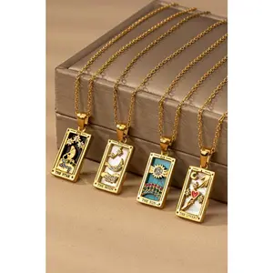 LA3accessories water proof  TARROT CARD NATURAL STONE NECKLACE