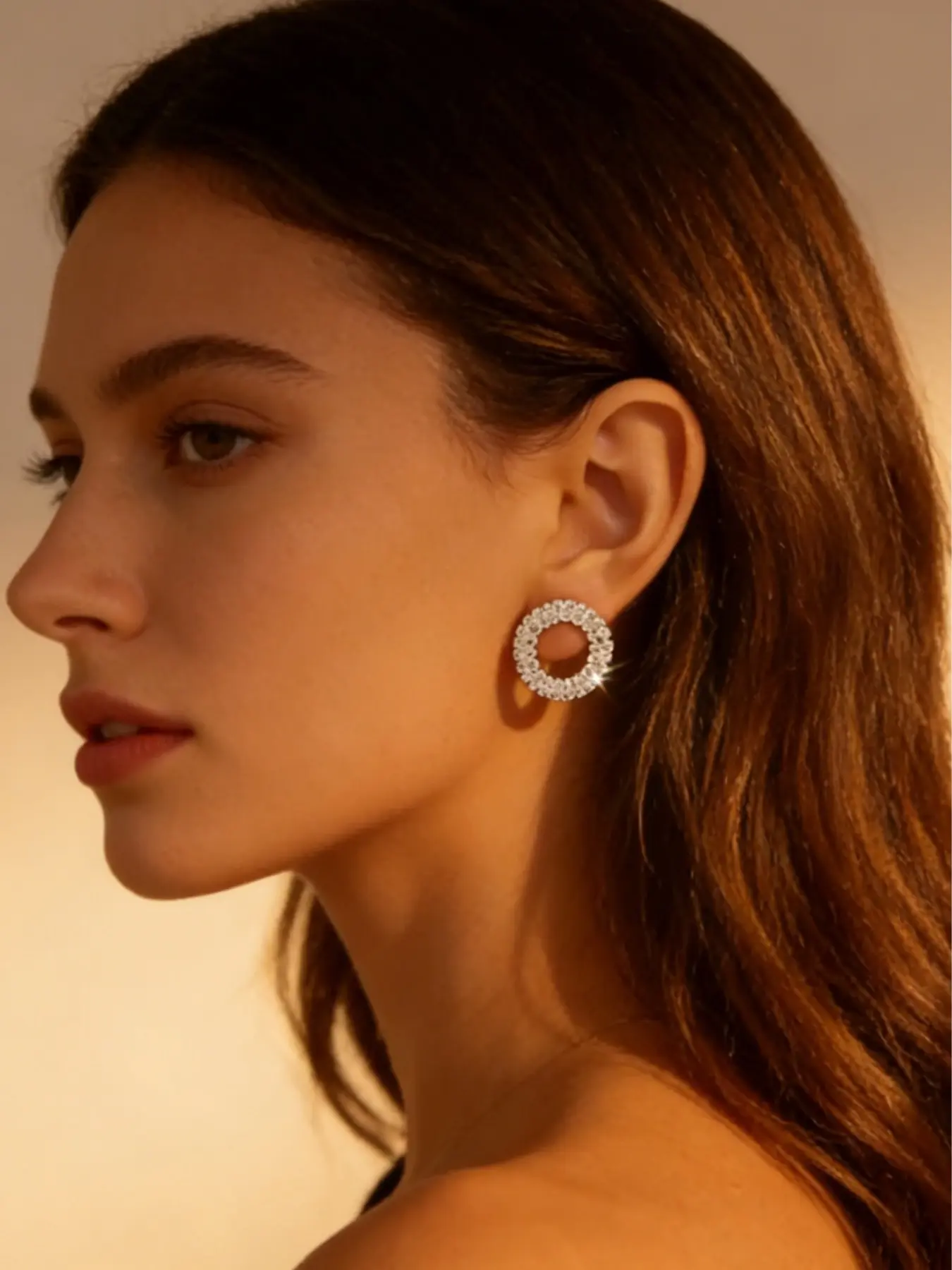 1 pair of exquisite imitation crystal ring earrings, an elegant and eye-catching daily essential item, enhancing daily and dinner styling, Stud Earring Jewelry, Shining Earrings